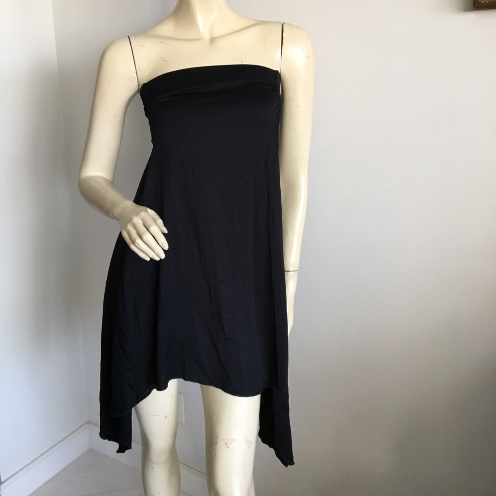 Nwt Ungaro Fever Black strapless trapeze dress asymmetrical hem